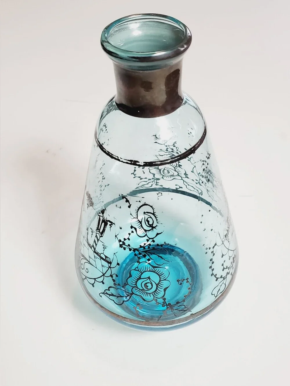Vintage Venetian Blue Glass Decanter (Stopper Not Included)